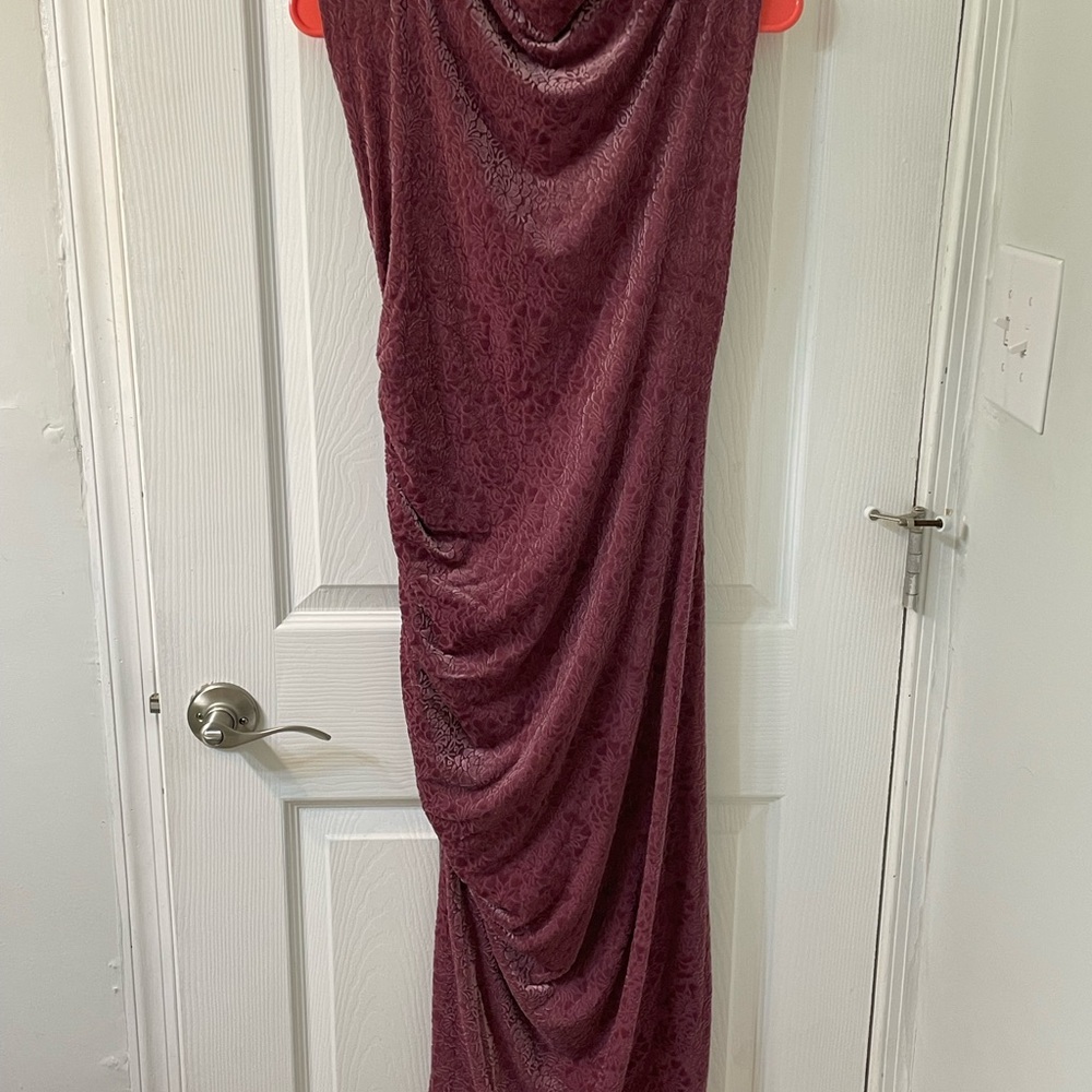 Anthropologie Red Draped Cowl Neck Maxi Dress